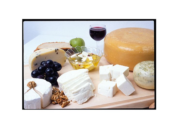 Picture Of Different Cheese And Wine